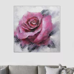 Bloemenschilderij, vluchtig roze 100 x 100 cm