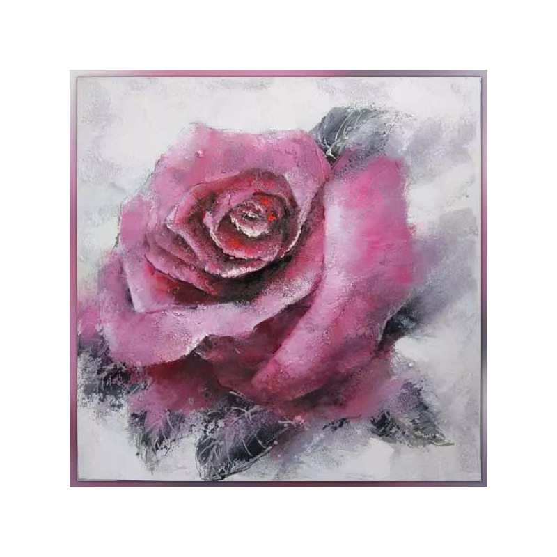Bloemenschilderij, vluchtig roze 100 x 100 cm
