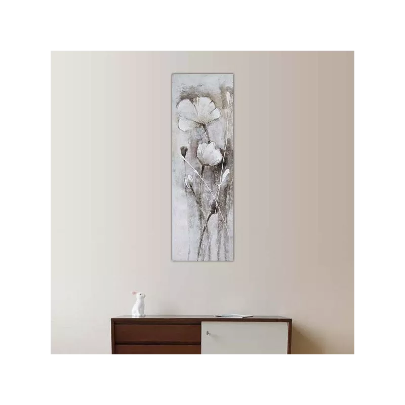 Witte veldbloem, schilderij 50 x 150 cm