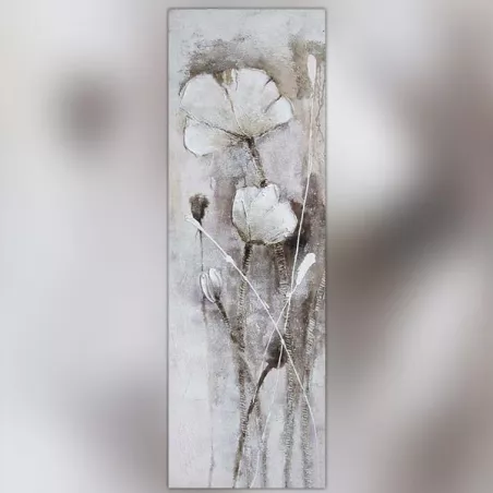 Witte veldbloem, schilderij 50 x 150 cm