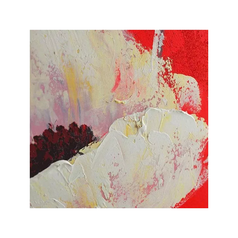 Bloem schilderij, vierkant op rode achtergrond