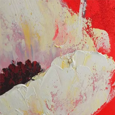 Bloem schilderij, vierkant op rode achtergrond