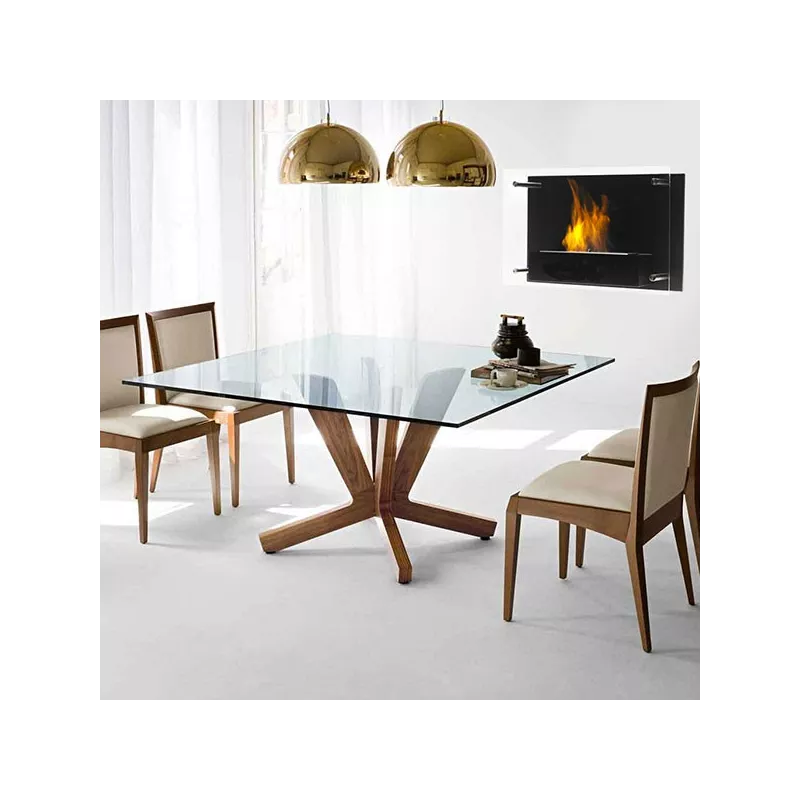 FireGlass ethanol haard, glazen wand Kleur Zwart