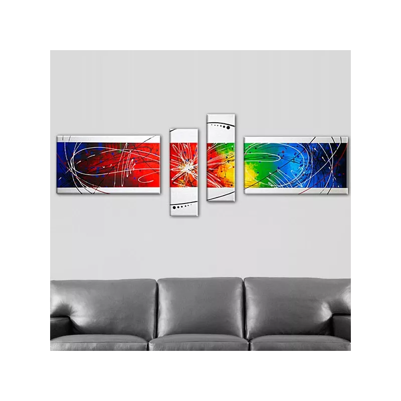 Gekleurde quadryptic met witte randen, panoramisch.