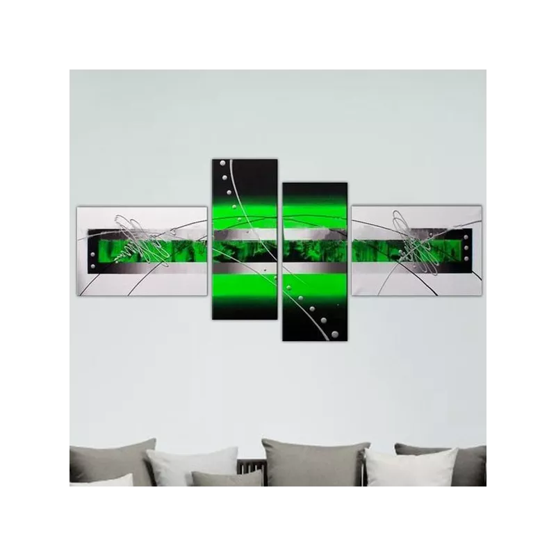 Groene en zwarte verf 4 panelen