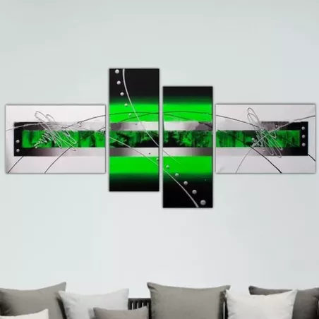 Groene en zwarte verf 4 panelen