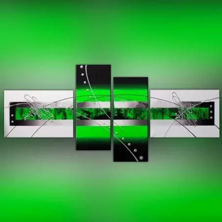 Groene en zwarte verf 4 panelen