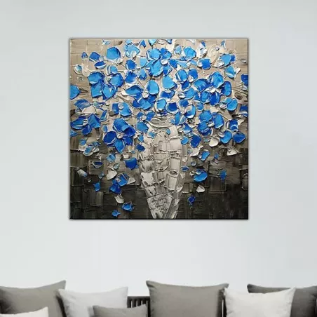 Schilderij van blauwe bloemen