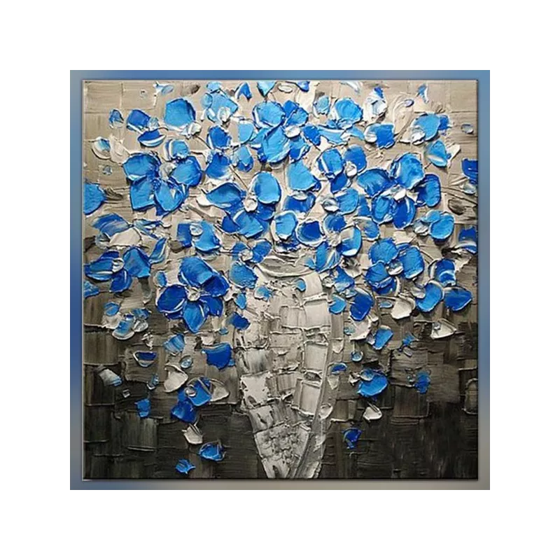 Schilderij van blauwe bloemen