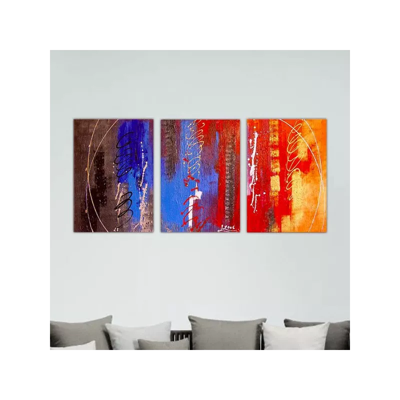 Rood en bruin drieluik 3 panelen 40x60 cm
