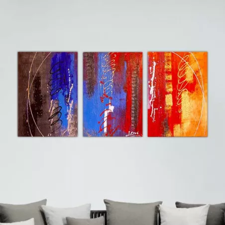 Rood en bruin drieluik 3 panelen 40x60 cm