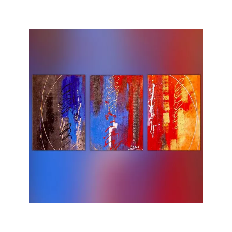 Rood en bruin drieluik 3 panelen 40x60 cm