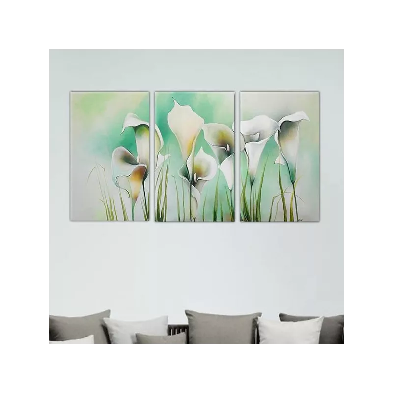 Drie-luik schilderij bloemen