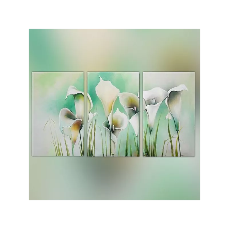 Drie-luik schilderij bloemen