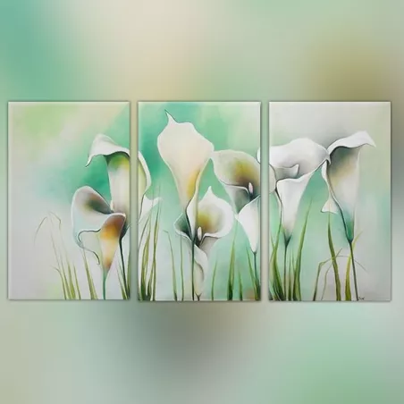 Drie-luik schilderij bloemen