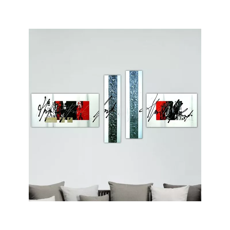 4 rode en zwarte panelen, grafische verf