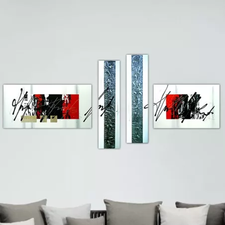 4 rode en zwarte panelen, grafische verf