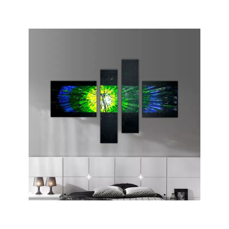 Quadriptiek zwarte achtergrond, 4-pans kleurenbord