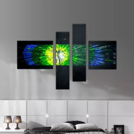 Quadriptiek zwarte achtergrond, 4-pans kleurenbord