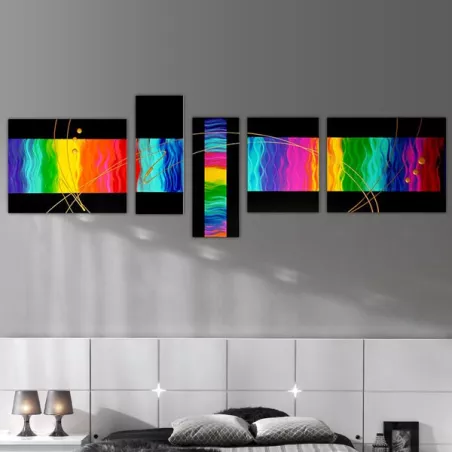 5-luik veelkleurig en zwart veelluik