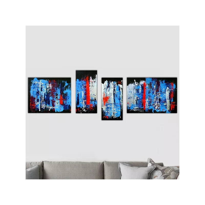 Pop-art vierluik, stijl Rauschenberg