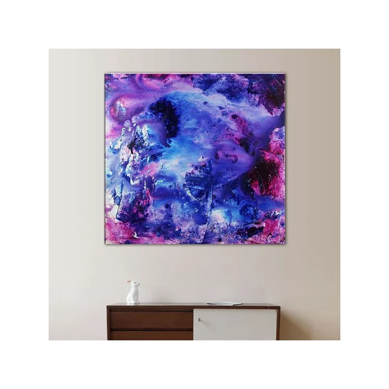 Paars en blauw canvas 60x60