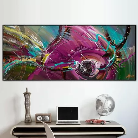 Abstract schilderij van een vis, 60x90 cm.