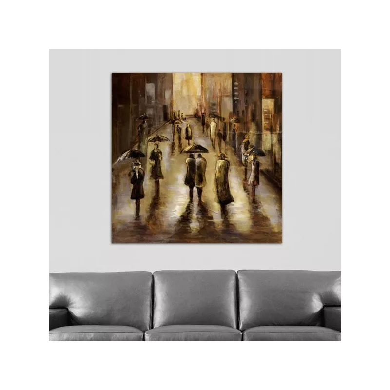 Hedendaags schilderij regen op de stad 101 x 101