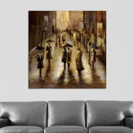 Hedendaags schilderij regen op de stad 101 x 101