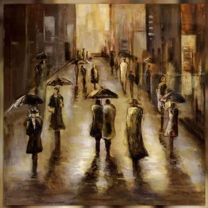 Hedendaags schilderij regen op de stad 101 x 101