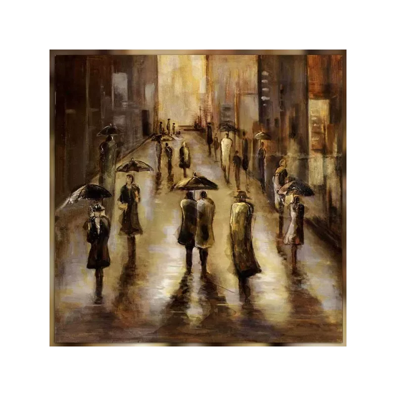 Hedendaags schilderij regen op de stad 101 x 101