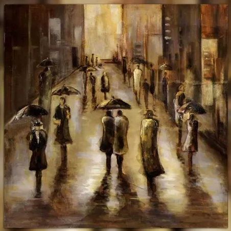 Hedendaags schilderij regen op de stad 101 x 101