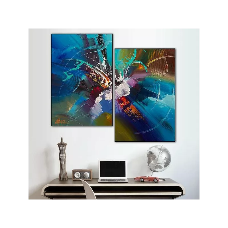 Blauw tweeluik 50x70 cm