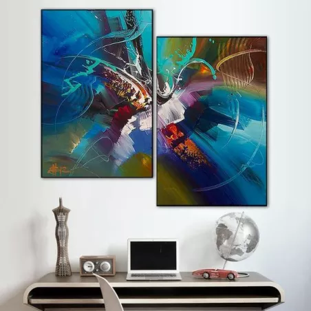 Blauw tweeluik 50x70 cm