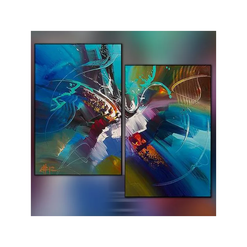 Blauw tweeluik 50x70 cm