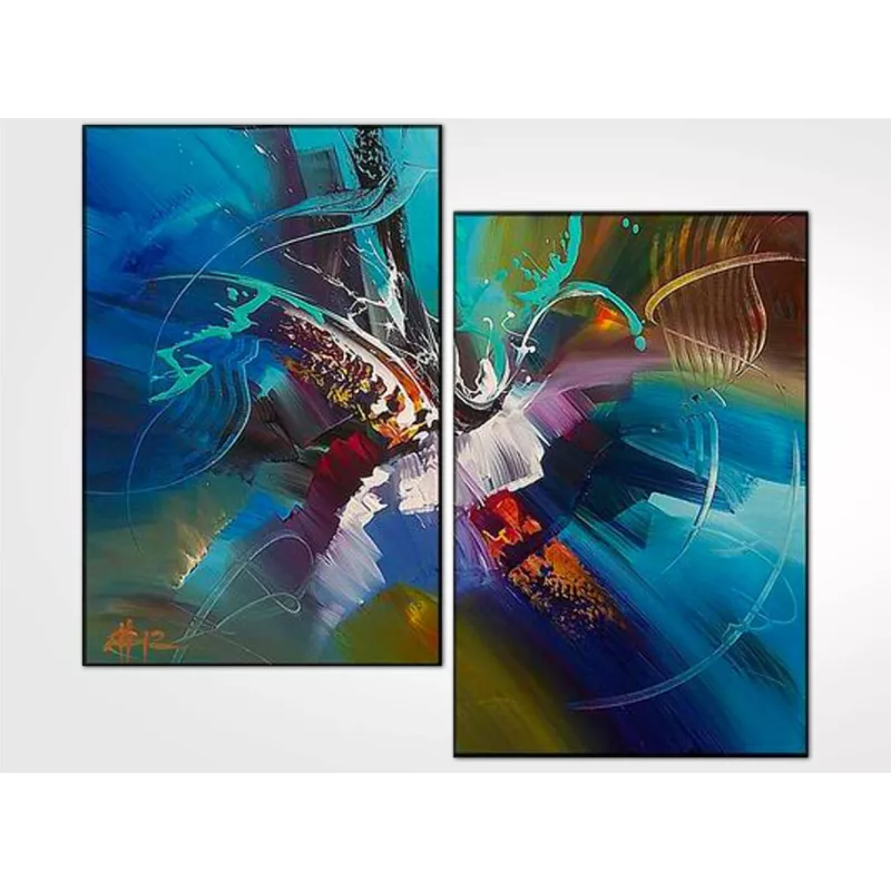 Blauw tweeluik 50x70 cm