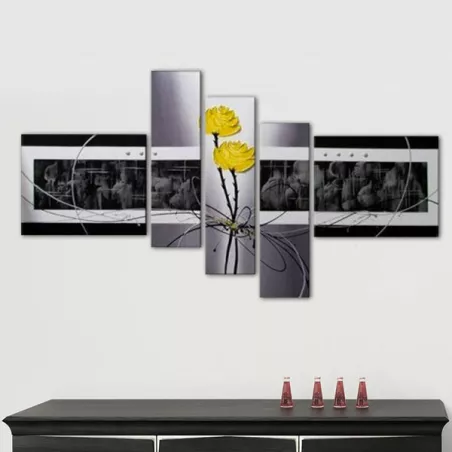 Floraal veelluik, bloemenschilderij 5 panelen