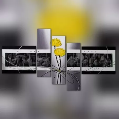 Floraal veelluik, bloemenschilderij 5 panelen