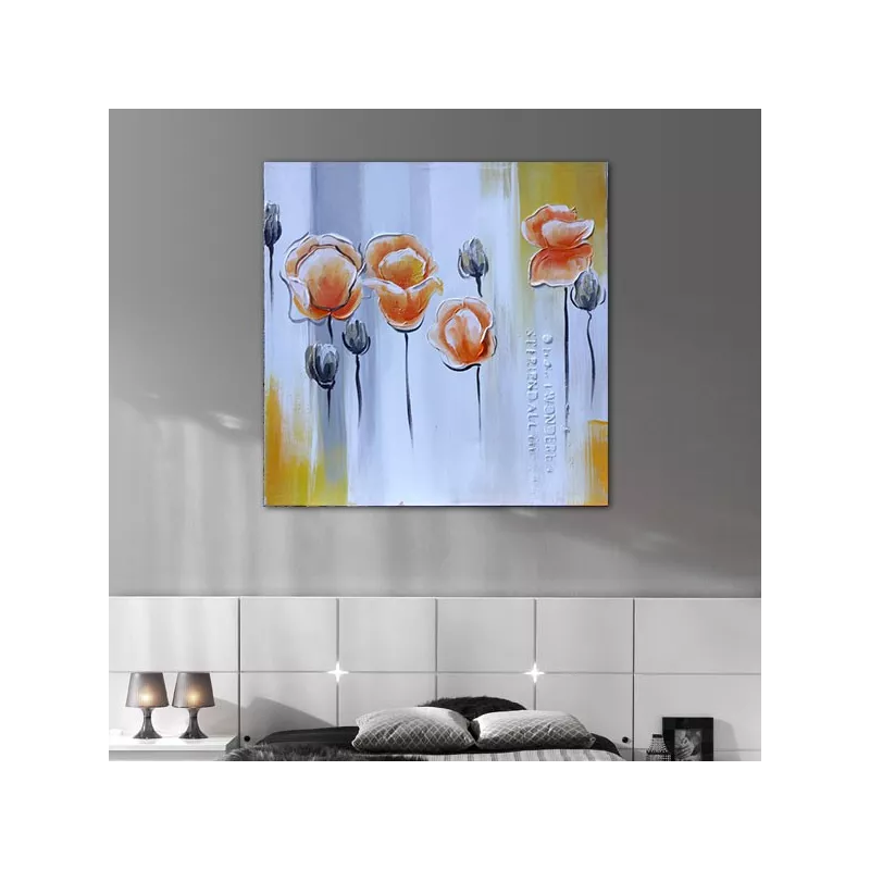 Vierkant bloemenschilderij, pasteltinten