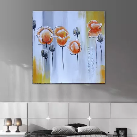 Vierkant bloemenschilderij, pasteltinten