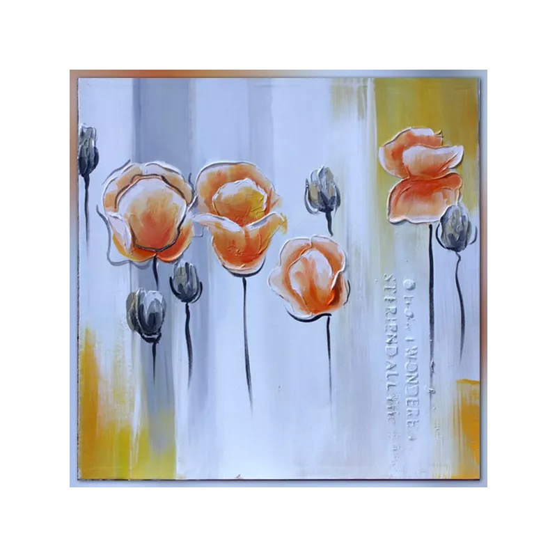 Vierkant bloemenschilderij, pasteltinten