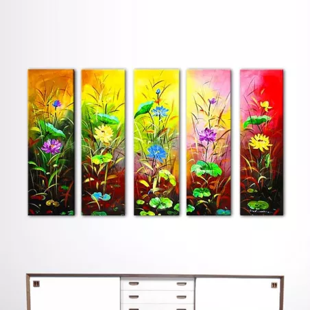 Herfstschilderij, het meer en de waterlelies