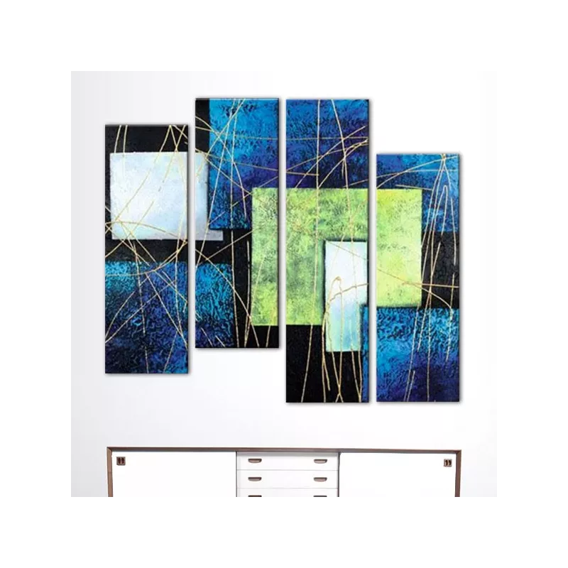 Donker, blauw en lichtgroen vierluik