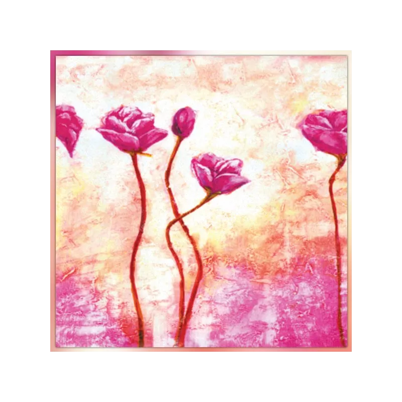 Roos vierkant schilderij, 60x60 cm