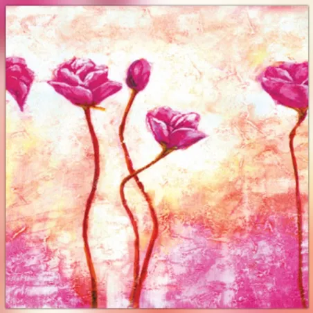 Roos vierkant schilderij, 60x60 cm
