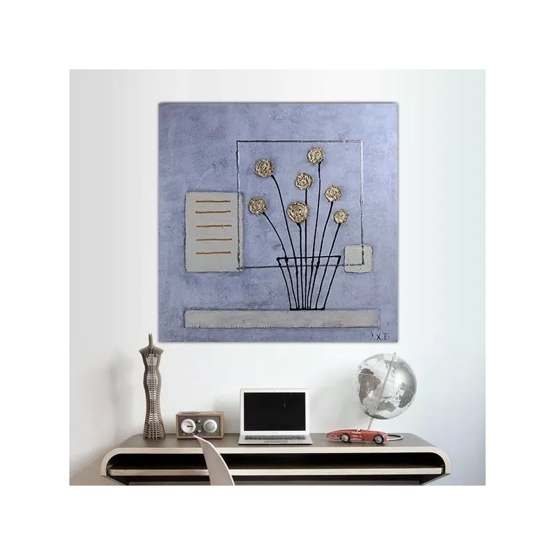 Gouden bloemstuk met venster, 60x60 cm