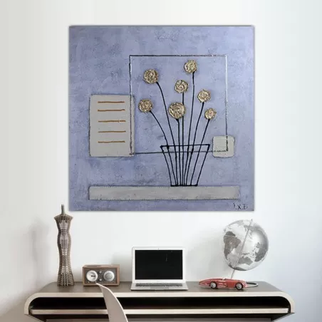 Gouden bloemstuk met venster, 60x60 cm