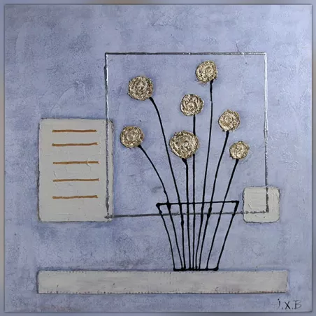Gouden bloemstuk met venster, 60x60 cm
