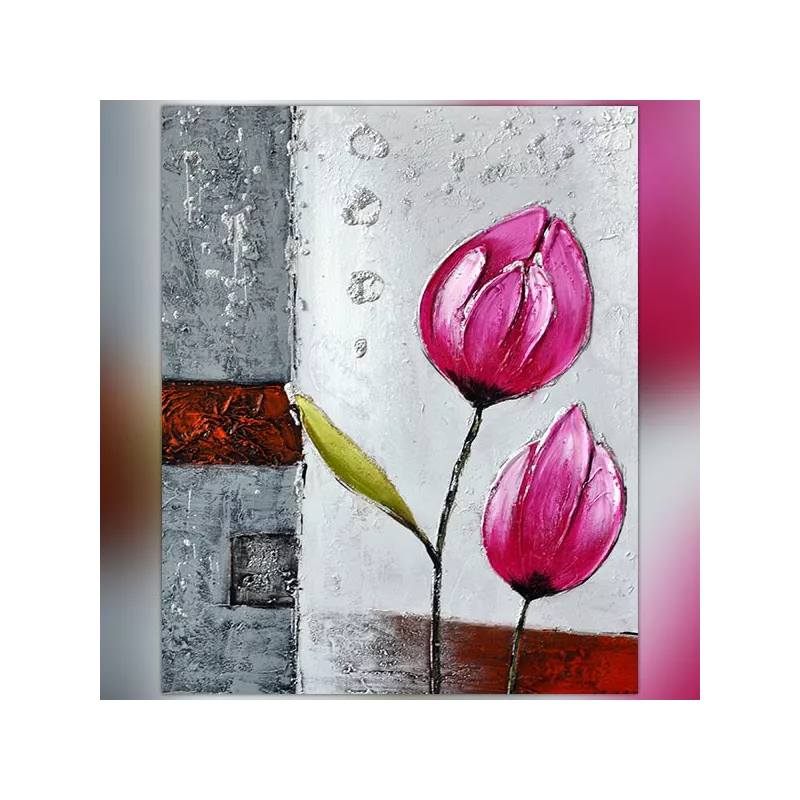 Bloemenschilderij, gekleurde tulpen