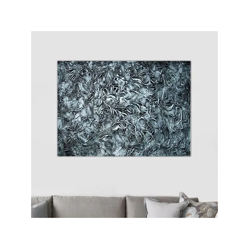 Zilver reliëfverf, zilver canvas 60x90 cm